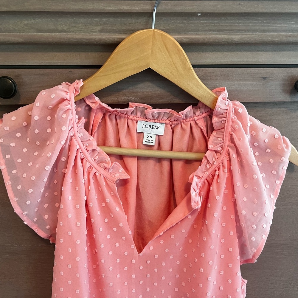 J. Crew Coral Blouse with Dotted Design
